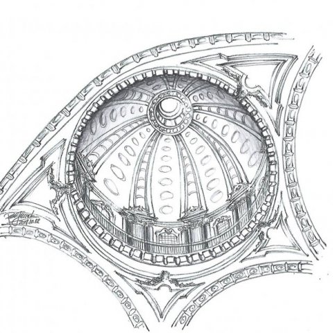 Esquisso da Basilica no Palácio Nacional de Mafra, Portugal